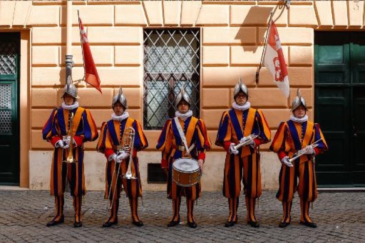 Swiss Guards at attention