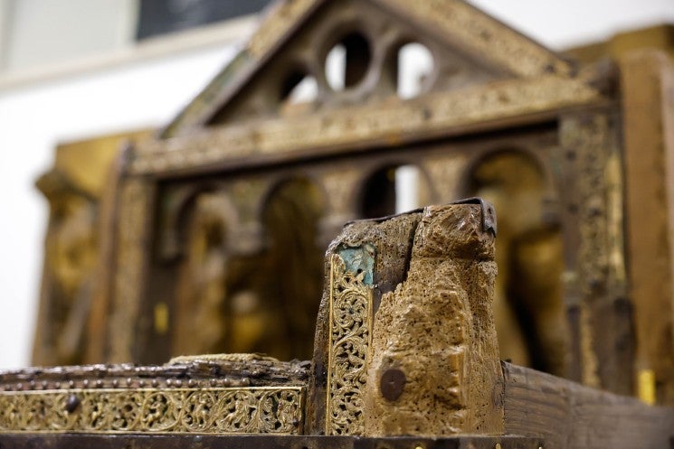 A detailed view of the Chair of St. Peter.