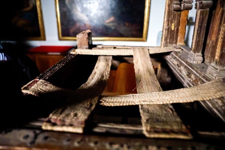 A detailed view of the Chair of St. Peter.