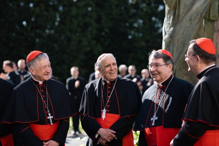 U.S. cardinals receive a sendoff from seminarians at the Pontifical North American College in Rome.