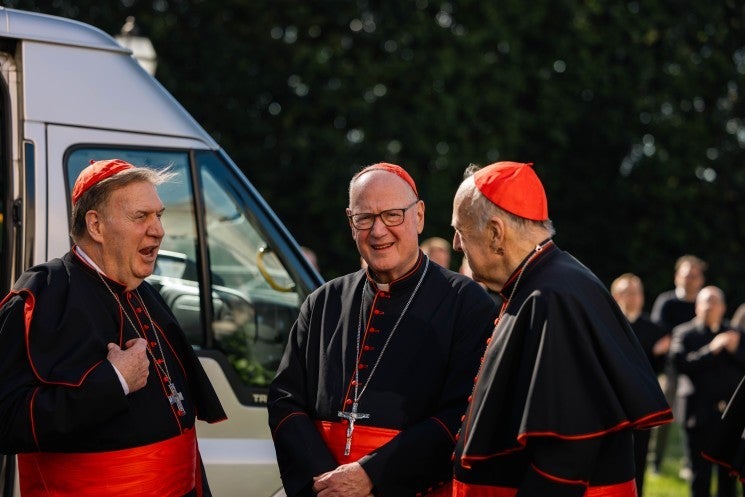 U.S. cardinals receive a sendoff from seminarians at the Pontifical North American College in Rome.
